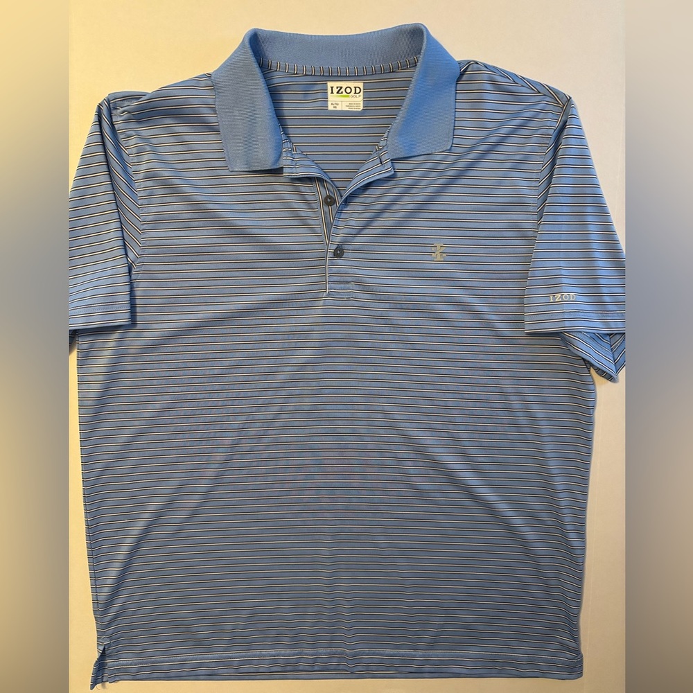 IZOD Golf Shirt Performance Mens Short‎ Sleeve Collared Blue Polo Size XL